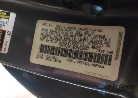 2012 Toyota Corolla Le z USA, uszkodzony, nr VIN 5YFBU4EE0CP043854